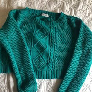TOBI turquoise cropped sweater